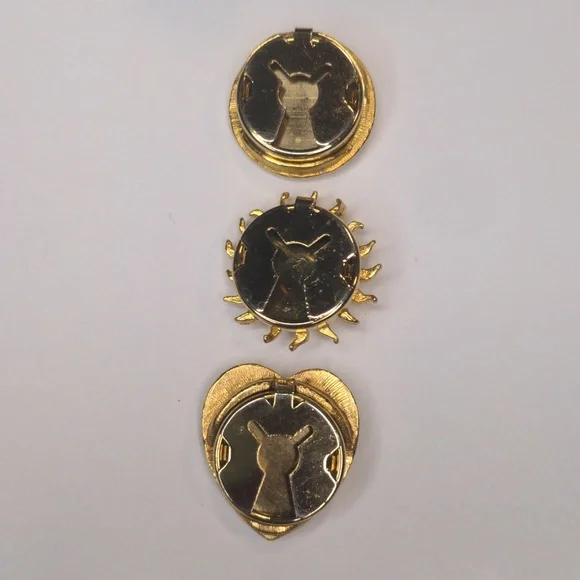 Celestial Button Covers Moon Star Sun Heart Gold Tone Roman Greek Set Of 3 - Picture 4 of 6